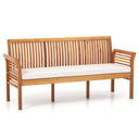 3-Person Acacia Wood Outdoor Bench with Cushion
