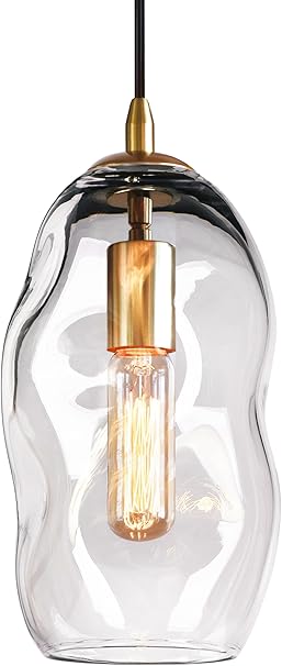 Clear Glass Globe Pendant Lights with Brass Hardware