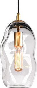 Hand Blown Glass Globe Pendant Light – Clear & Gold