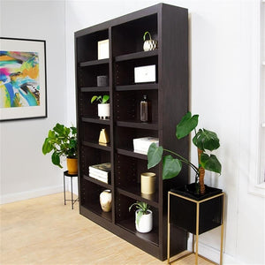 Double Wide Wood Bookcase 84" – 12 Shelves