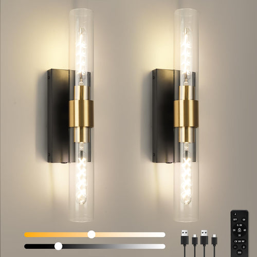 Rechargeable Battery Wall Sconce Set of 2 with Remote Control