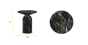 Round Marble Top End Table with Iron Frame