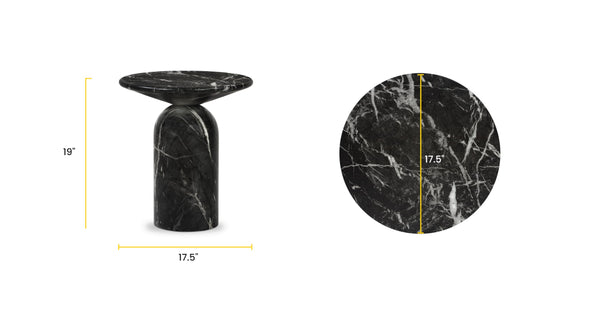 Round Marble Top End Table with Iron Frame