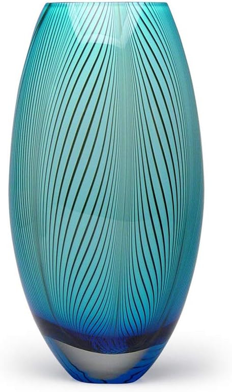Hand Blown Art Glass Vase – Feather Pattern
