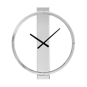 Large Mirror Wall Clock with Round Glass Face