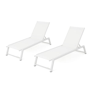 Outdoor Mesh Chaise Lounges Set of 2