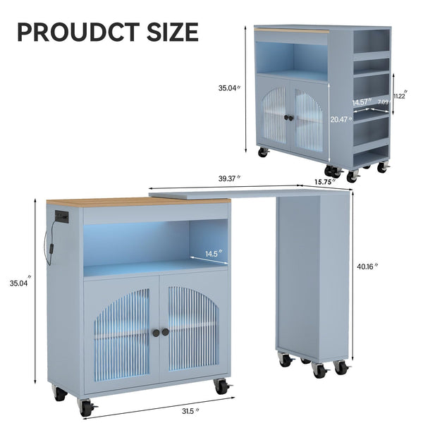 41" Rolling Kitchen Island with Storage