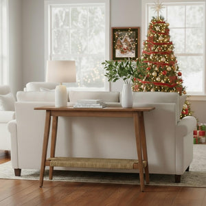 Walnut Console Table with Wood Legs – Entryway & Sofa Table