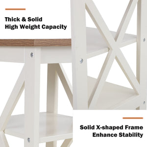 End Table Set of 2 with 3-Tier Shelf – Farmhouse Nightstand