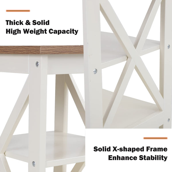End Table Set of 2 with 3-Tier Shelf – Farmhouse Nightstand