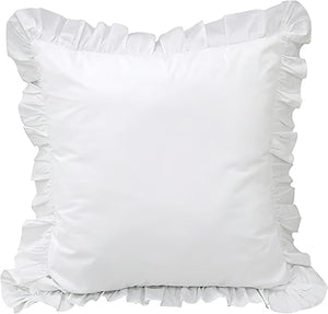 Euro Pillow Shams 26x26 – White Lace & Ruffle Cotton Covers