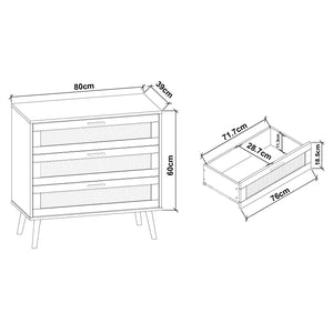 Rattan Chest of Drawers with Anti-Tip Device