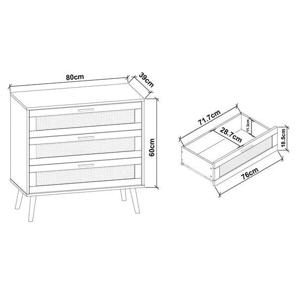 Rattan Chest of Drawers with Anti-Tip Device