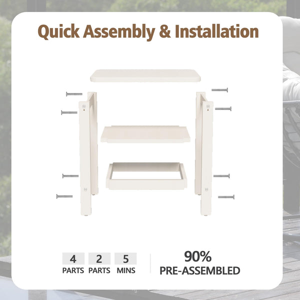 2-Tier Outdoor HDPE Side Table with Storage