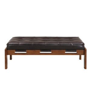 Rectangular Faux Leather Tufted Ottoman