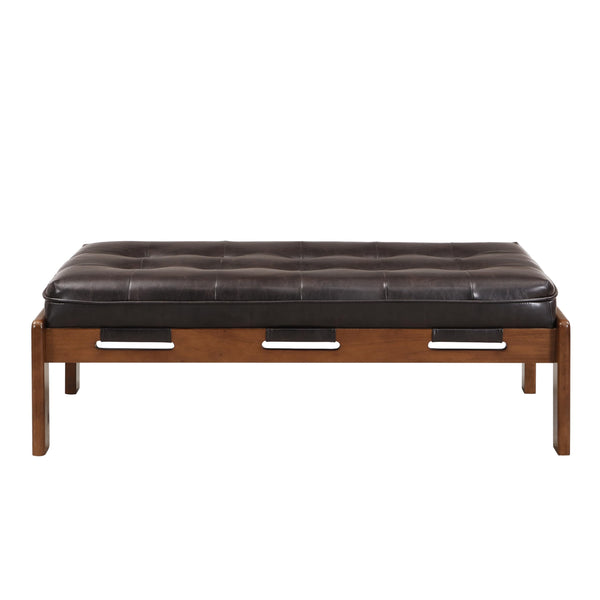 Rectangular Faux Leather Tufted Ottoman