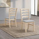 Ladder Back Dining Chairs Set of 2 — Solid Wood, Upholstered Seat