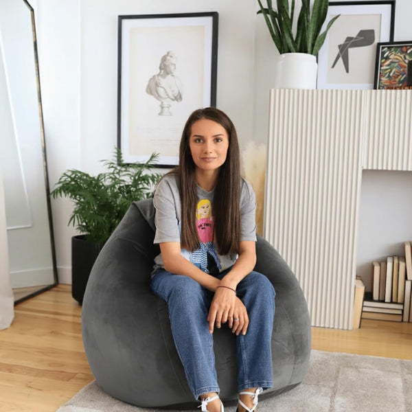 Teardrop Bean Bag Chair – Velvet Grey