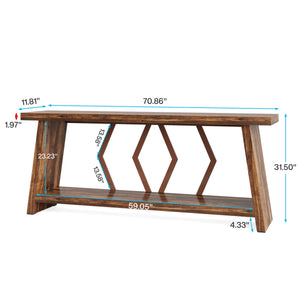 2-Tier Farmhouse Console Table, 70.86" Entryway Sofa Table
