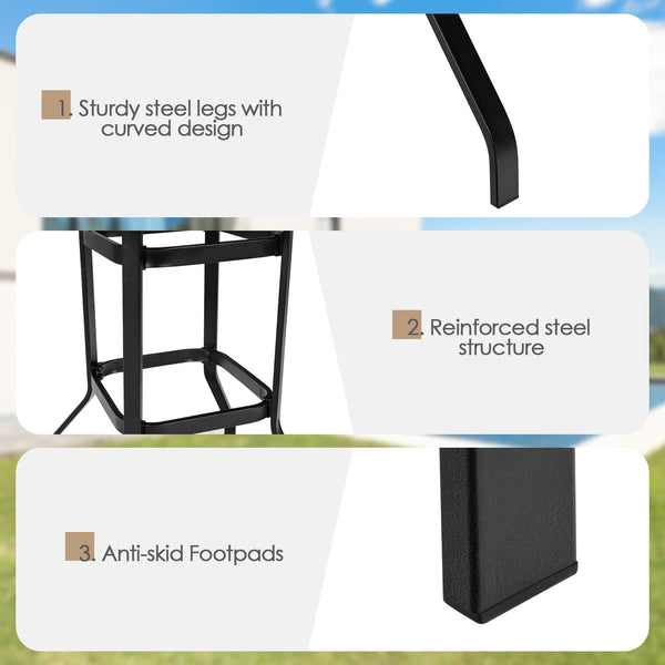 32-Inch Square Outdoor Steel Bar Table