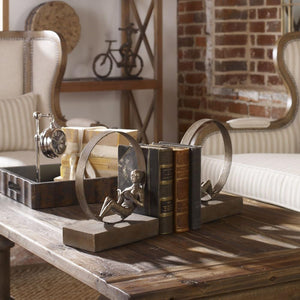 Lounging Reader Bookend Set of 2 – Antiqued Silver Leaf