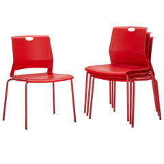 Stackable Chairs Set of 4 with Metal Frame