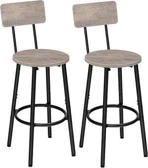 Round Bar Stools Set of 2 with Back