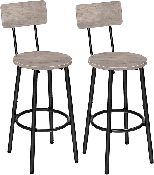 Round Bar Stools Set of 2 with Back