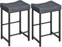PU Leather Counter Height Bar Stools with Footrest, Set of 2