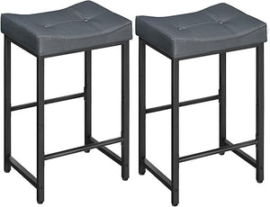 PU Leather Counter Height Bar Stools with Footrest, Set of 2