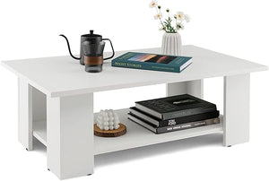 2-Tier Rectangular Coffee Table with Open Shelf