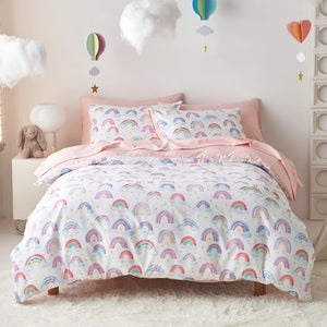 Rainbow Comforter Set for Girls – Twin 5-Piece Bed in a Bag