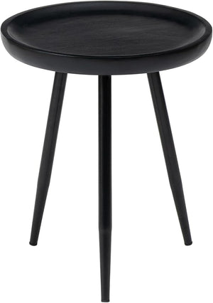 Round Wood Side Table with Metal Legs