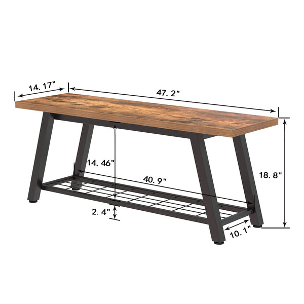 Industrial Storage Bench with Shoe Rack