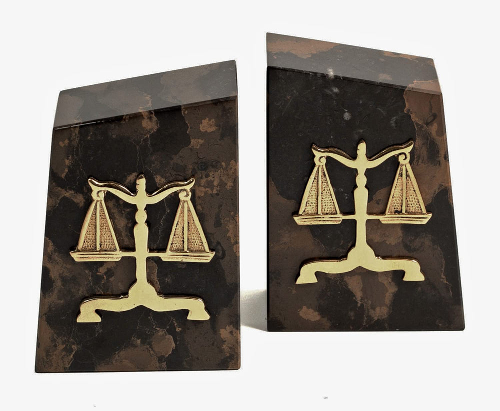 Tiger Eye Marble Scales of Justice Bookends
