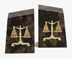 Tiger Eye Marble Scales of Justice Bookends