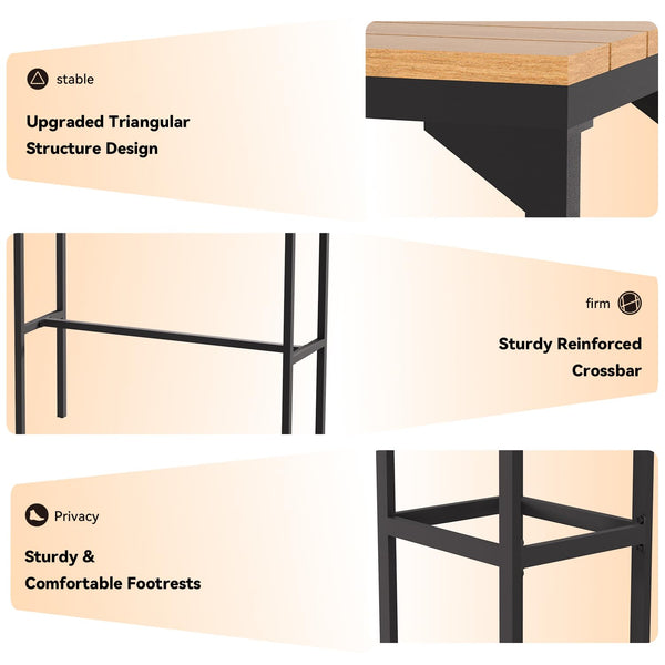 3-Piece Outdoor High Top Bar Set with 47" Table and 2 Bar Stools