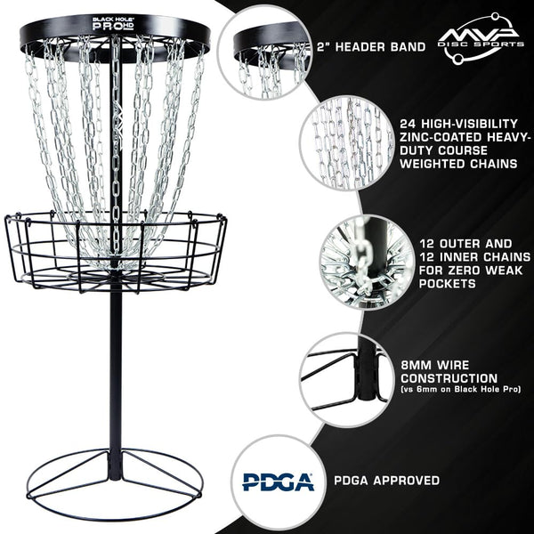 Portable Disc Golf Basket with 24 Heavy-Duty Chains