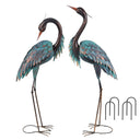 Metal Blue Heron Garden Statues Set of 2 – Outdoor Yard Art Lawn Sculptures