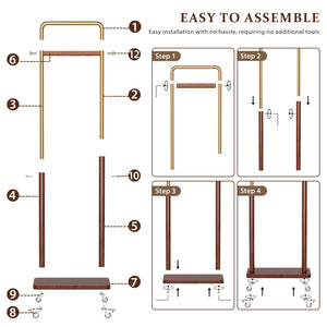 Freestanding Clothes Rack with Wheels