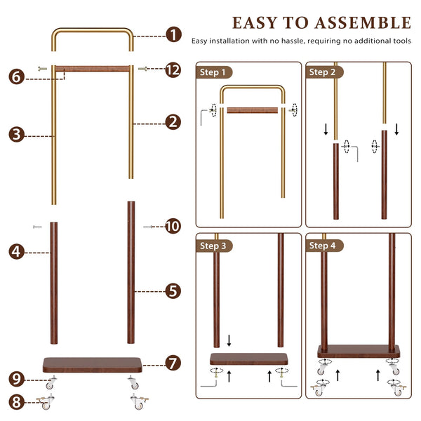 Freestanding Clothes Rack with Wheels