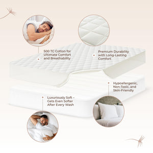 Organic Cotton Quilted Mattress Pad – 500 Thread Count, Deep Pocket
