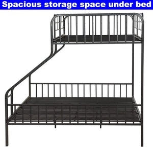 Twin XL Over Queen Metal Bunk Bed with Ladder – Heavy Duty Steel Frame