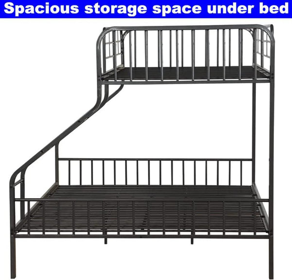 Twin XL Over Queen Metal Bunk Bed with Ladder – Heavy Duty Steel Frame