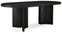 Oval Black Dining Table – Art Deco Pedestal, Seats 8