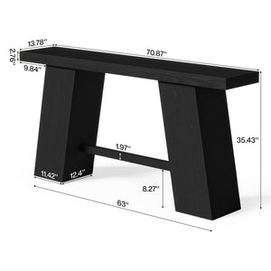 Narrow Console Table – Black MDF with A-Frame Legs, 70.87"