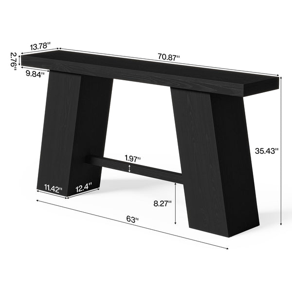 Narrow Console Table – Black MDF with A-Frame Legs, 70.87"