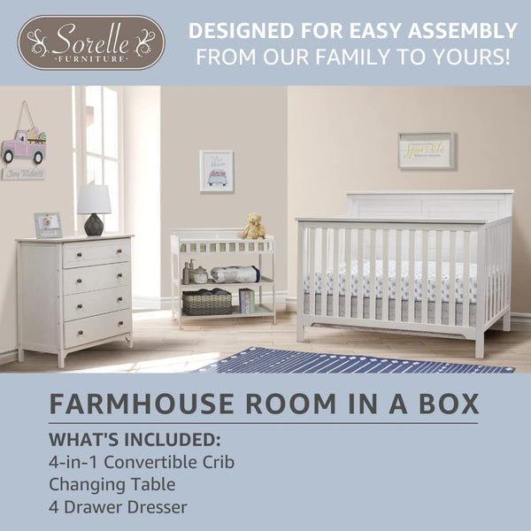 4-in-1 Convertible Crib 3-Piece Nursery Set