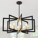 Black Lantern Chandelier – 8-Light Foyer Pendant for High Ceilings