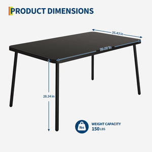 59-Inch Rectangular Outdoor Dining Table with Tempered Glass Top